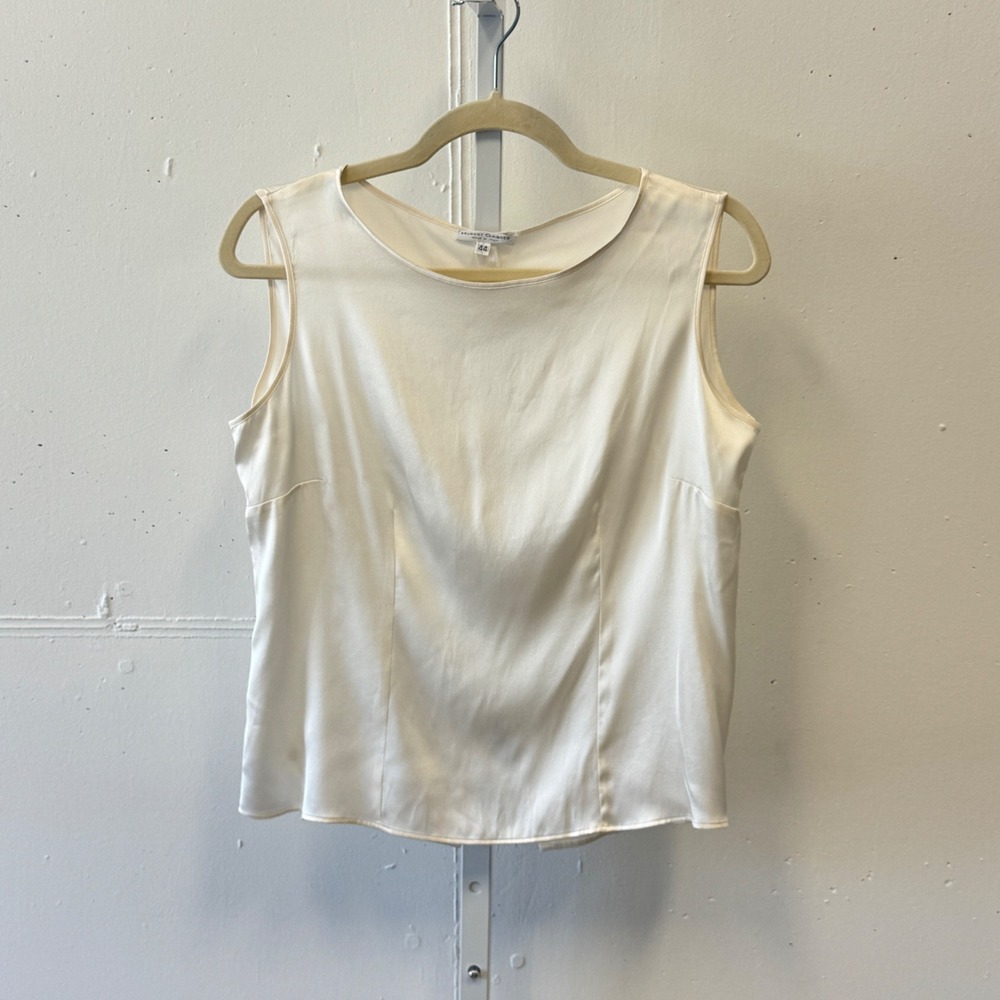 Hubert Gasser Italy Cream Silk‎ Blend Sleeveless Blouse Top Size IT 44 US 8